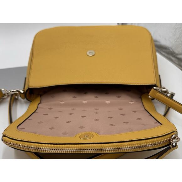 Kate Spade Leila Medium Flap Shoulder Bag Crossbody Sunflower Fields Yellow CUTE - Picture 8 of 16